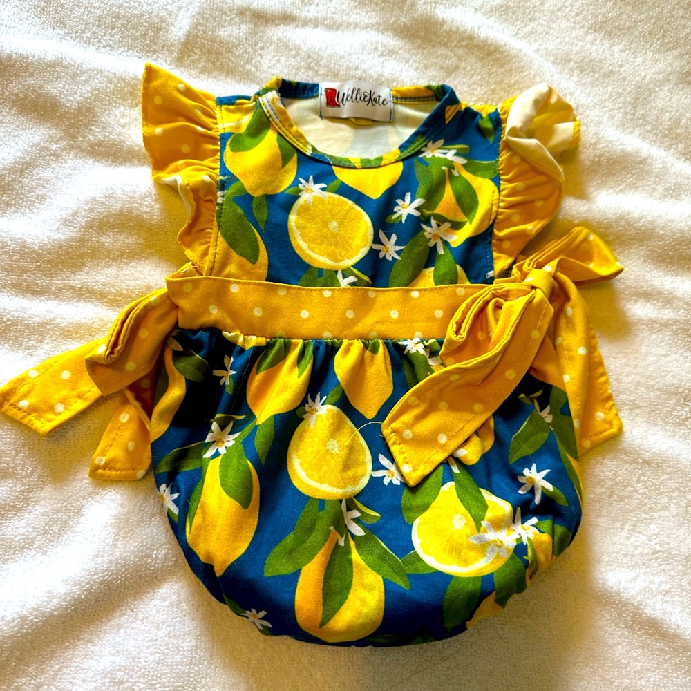 WellieKate romper 3-6 months lemon print